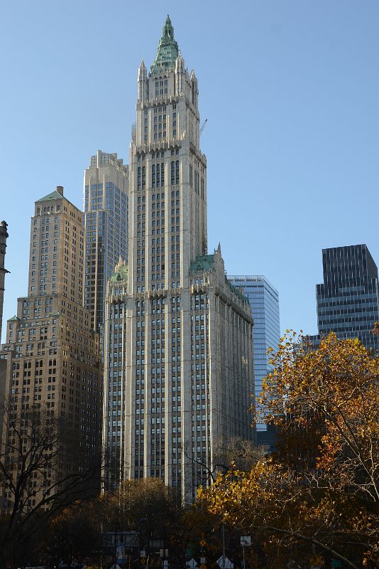 26 225 Broadway, Barclay Tower, Woolworth Building From The Walk Near The End Of The New York Brooklyn Bridge